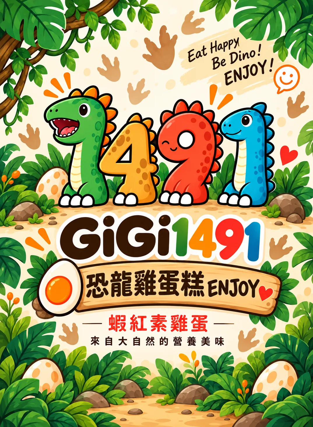 GiGi1491 彩色恐龍品牌插畫